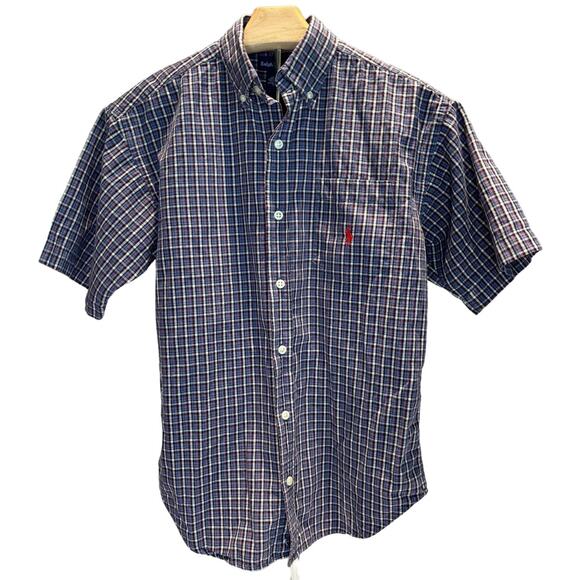Boy's Ralph Lauren Short Sleeve Button Down Plaid Cotton Shirt, Medium, EUC - Picture 1 of 3